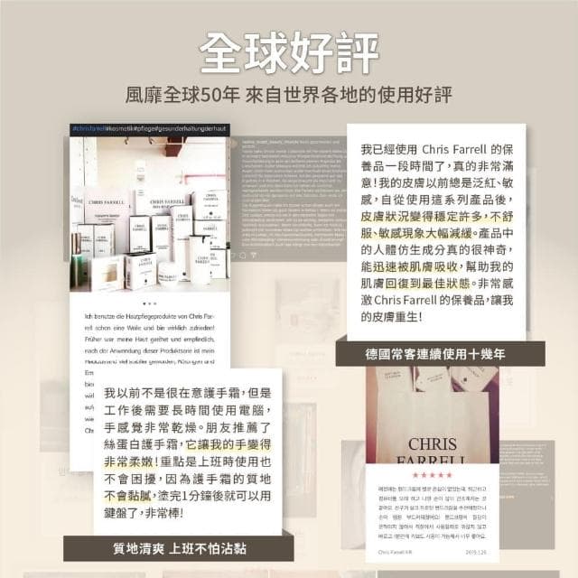 Chris Farrell 克莉斯瑞絲蛋白護手霜50ml(德國保養品 快速吸收不油膩護手霜)
