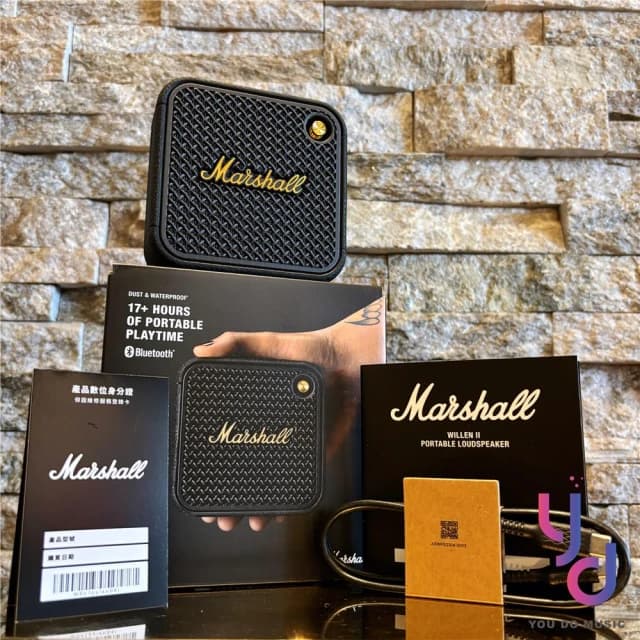 【Marshall】Marshall Willen II 〔古銅黑/奶油白〕 二代 藍牙 喇叭 隨身攜帶 防水防塵 公司貨 18個月保(marshall willen ii 2 藍牙 音響)