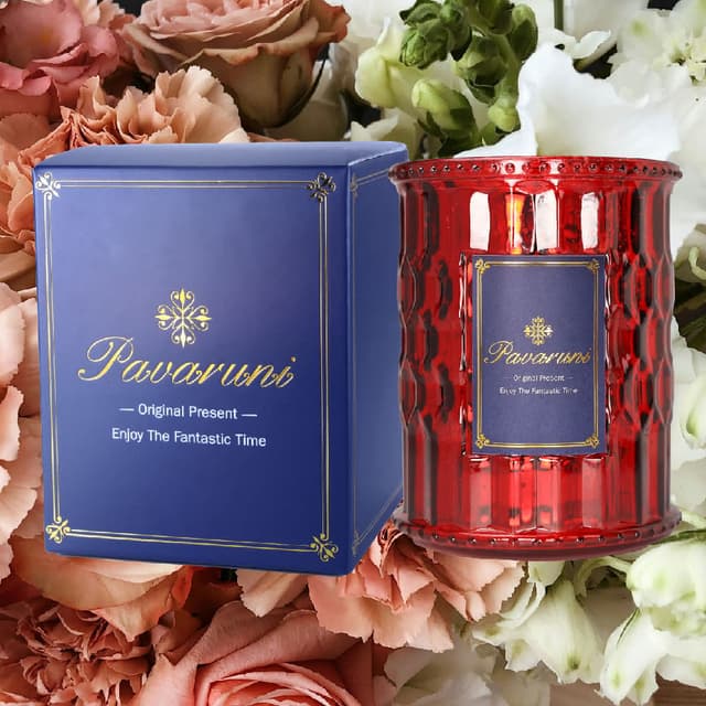 【Pavaruni】美國原創薔薇水晶香香薰蠟燭禮盒100種香味大豆植物蠟燭香氛蠟燭送禮禮品生日(香薰蠟燭香氛蠟燭)