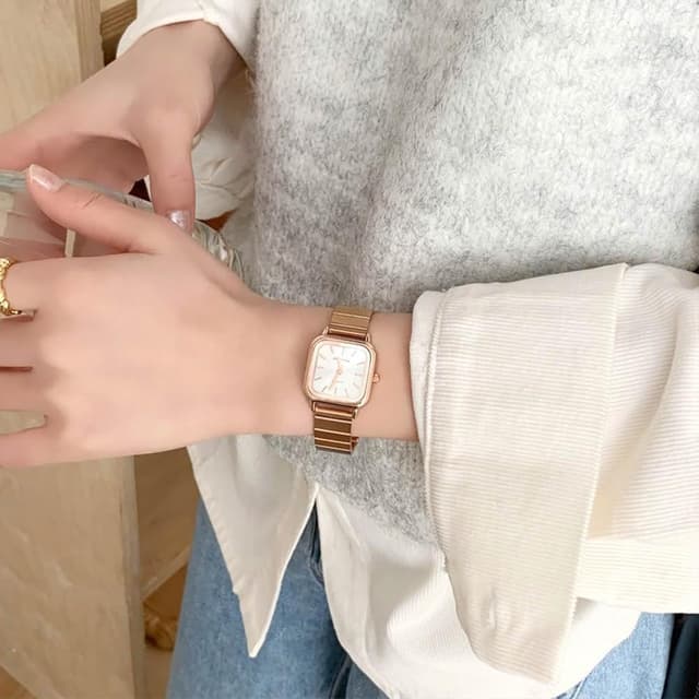 【KEDDY】學生手錶-高級感-手錶-手錶女生-禮物-氣質手錶-高顏值-石英錶-小方錶-考試專用女錶-港風-女士腕錶-方形手錶