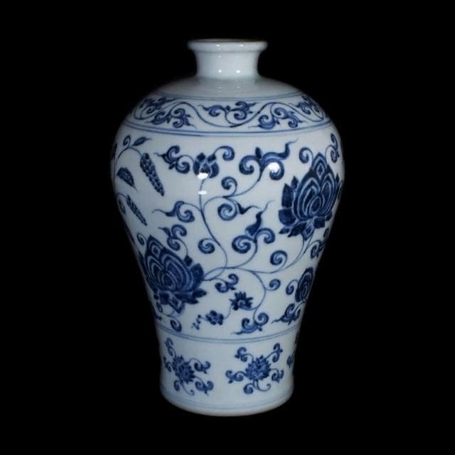 《博古珍藏》明宣德 青花纏枝蓮紋梅瓶 早期收藏 老件文物 花瓶瓷器 博物館級 附錦盒