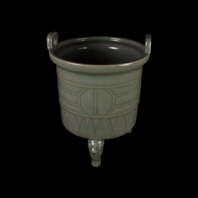 《博古珍藏》五代 越窯秘色瓷三足爐 早期收藏 老件香爐瓷器 博物館級文物