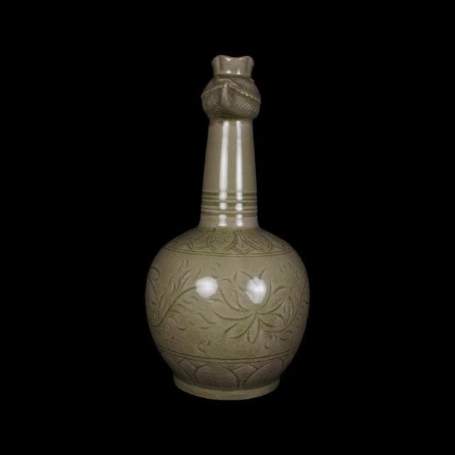 《博古珍藏》五代 越窯秘色瓷鳳首壺 早期收藏 老件茶壺瓷器 博物館級文物