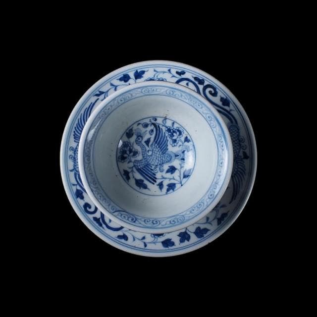 《博古珍藏》元至正 青花花卉紋盞托 早期收藏 老件文物 茶杯瓷器 國際拍賣級