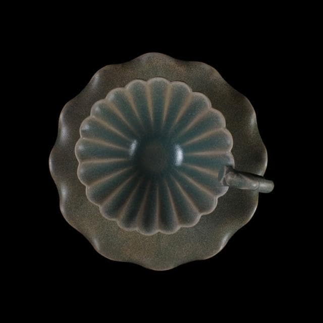 《博古珍藏》宋 汝窯青瓷花口盞托 早期收藏 老件茶杯瓷器 博物館級文物