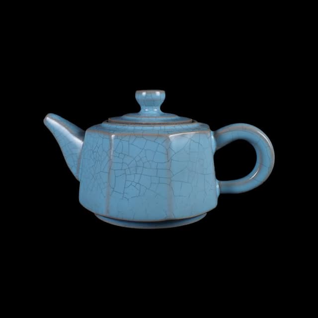 《博古珍藏》宋 汝窯天青釉茶壺 老件茶具瓷器 博物館級文物