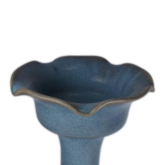 《博古珍藏》元 鈞窯天青釉紫斑花口瓶 早期收藏 老件花瓶瓷器