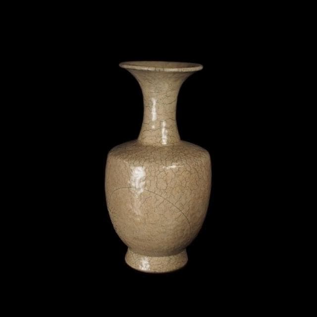 《博古珍藏》宋 哥窯米黃釉花瓶 早期收藏 老件瓷器