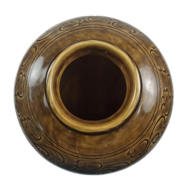 《博古珍藏》宋 吉州窯黃釉刻花卉紋梅瓶 花瓶瓷器 早期收藏