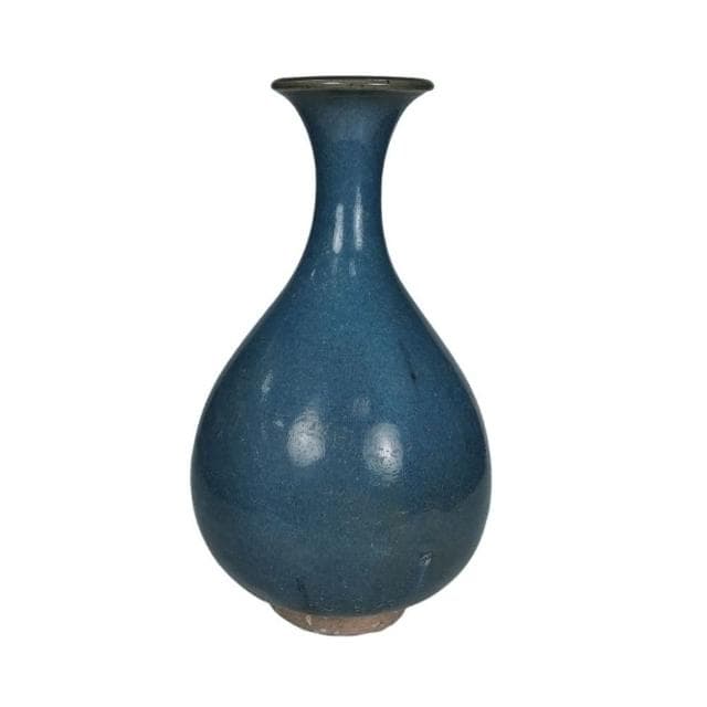 《博古珍藏》宋 鈞窯天藍釉紫紅斑玉壺春瓶 老件花瓶瓷器 早期收藏