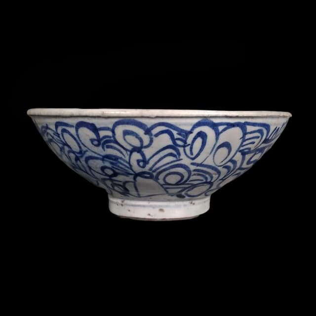 《博古珍藏》民初 青花花卉紋碗 直徑15公分 早期收藏 老件瓷器