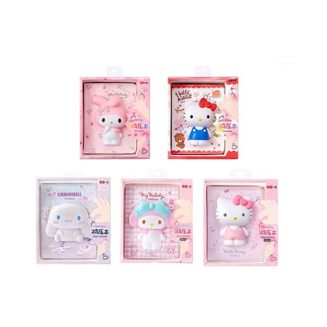 【SANRIO 三麗鷗】文具 三麗鷗家族造型筆記本 可愛少女心手帳本 3D立體玩偶減壓記事本 減壓本 生日禮物