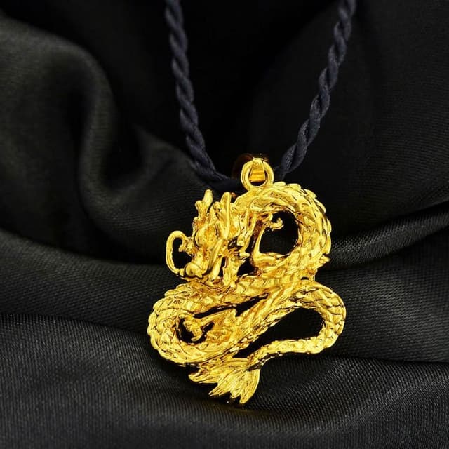 💕金龍吊墜💕(贈黑繩+禮盒) 男女 金龍 龍年 金飾 項鏈 仿金飾品 金項鍊 龍形金吊墜 生日禮物