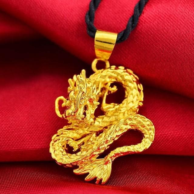 💕金龍吊墜💕(贈黑繩+禮盒) 男女 金龍 龍年 金飾 項鏈 仿金飾品 金項鍊 龍形金吊墜 生日禮物