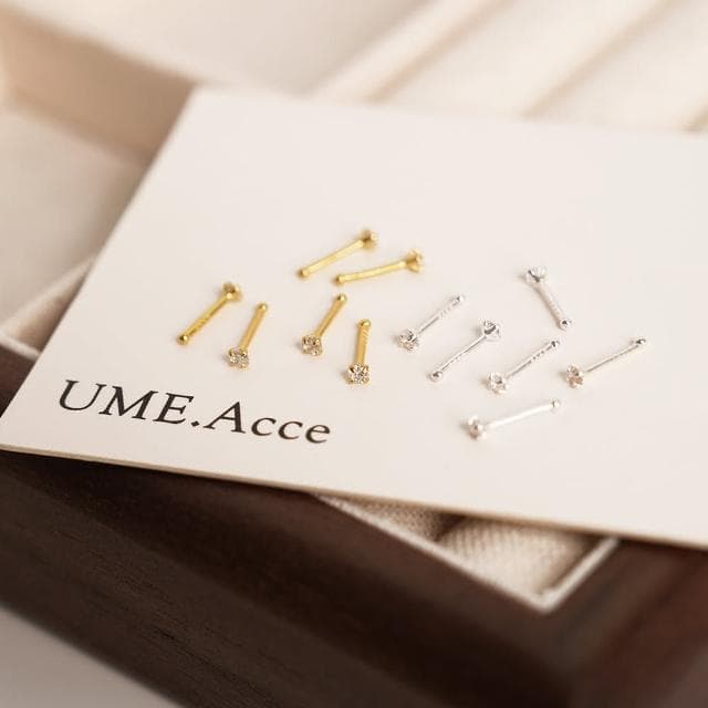 【UME.Acce】S999純銀小鑽短針耳環/純銀耳棒/S999純銀耳環/耳骨釘/小鑽耳環/全純銀耳環