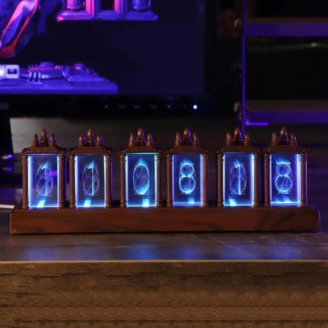 RGB全彩輝光管時鐘(電子時鐘 桌上時鐘 創意時鐘 造型時鐘 RGB 復古時鐘 創意擺件 LED 電子鐘 DIY 桌面 送男友 電競房 禮盒 生日禮物)