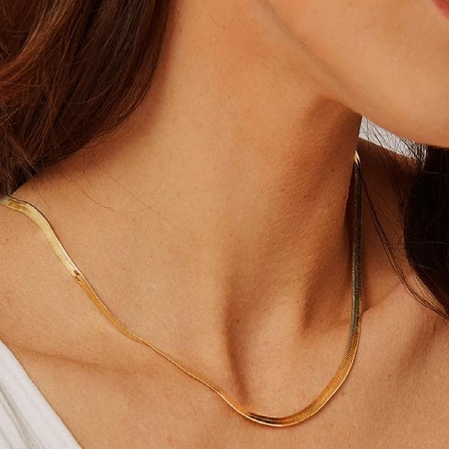 【CReAM】Clara 歐美冷淡4mm 扁細蛇鍊 鎖骨鍊 男女項鍊(生日 禮物 送禮 禮盒)