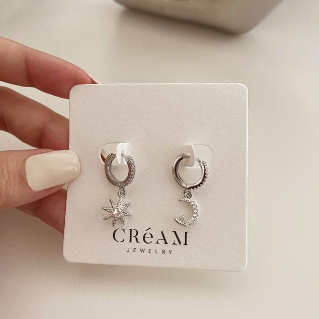 【CReAM】Isabel月亮星星圓圈圓弧鍍18k金色 迷你亮鑽鋯石女耳環(新年 過年 送禮 禮物)