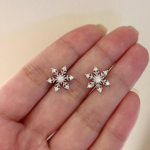 【CReAM】Snowflake 雪花 雪片 聖誕 耶誕 鑽飾 女耳環(新年 過年 送禮 禮物)
