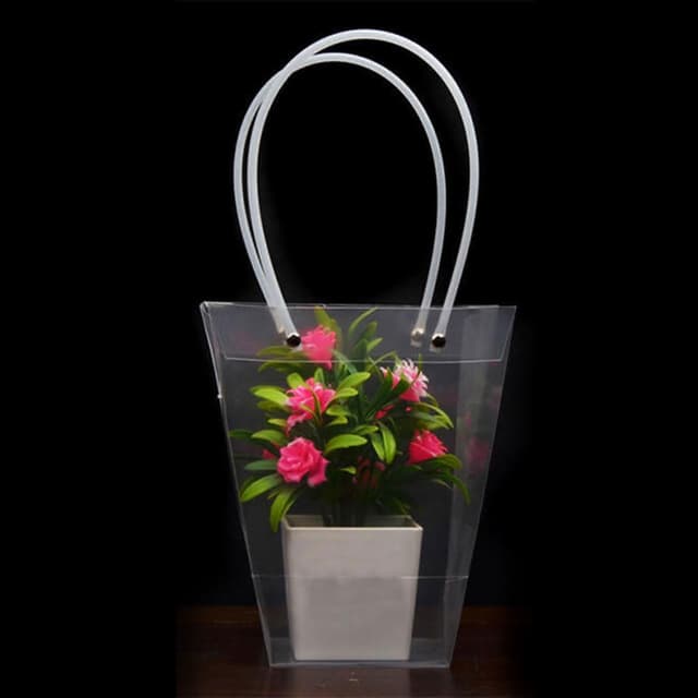 植物提袋 花袋 / 頂小號 / PP透明 梯形 花束包裝袋 防水袋 花藝袋 鮮花袋 盆栽袋