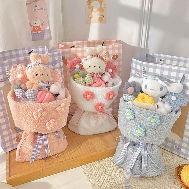 【Warm House Decor 暖和家居】可愛毛絨玩偶花束 七夕情人節送禮(布偶花束 禮物 情人節送禮 )