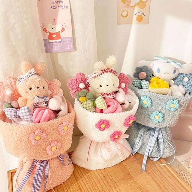 【Warm House Decor 暖和家居】可愛毛絨玩偶花束 七夕情人節送禮(布偶花束 禮物 情人節送禮 )