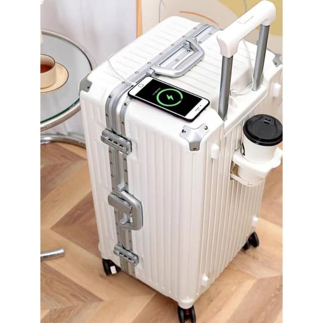 28吋大容量行李箱 36吋加厚鋁框拉桿箱 萬向輪旅行箱長途出國行李箱  杯架款4輪拉桿箱(行李箱 旅行箱 登機箱 鋁框 拉鍊  拉桿箱 胖胖箱 大容量)