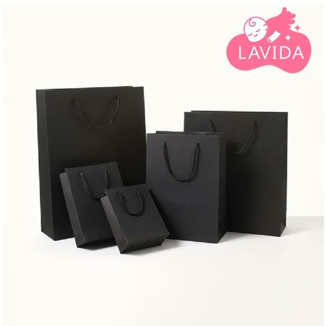 【LAVIDA 育兒好好玩】黑色手提紙袋 黑色紙袋 手提紙袋 紙袋 直式紙袋 橫式紙袋 禮品袋 手提袋 包裝袋 禮物袋 袋子