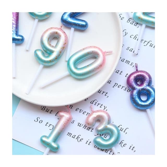 PARTIDO  漸層人魚粉數字蛋糕蠟燭1入生日布置 蛋糕蠟燭 活動道具 佈置 生日數字 周歲佈置 插旗 蛋糕裝飾