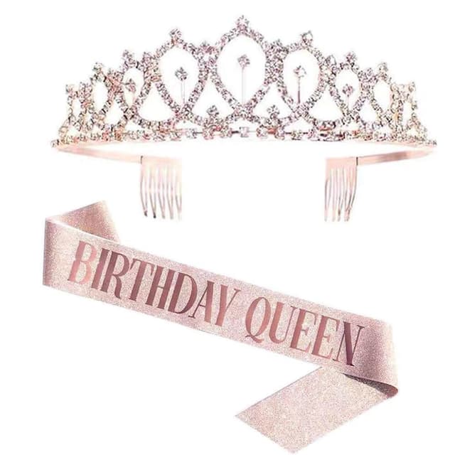 PARTIDO  生日皇冠肩背帶1組生日帽 派對帽 慶生帽 生日派對 生日髮箍 派對道具 拍照道具 生日佈置 週歲佈置