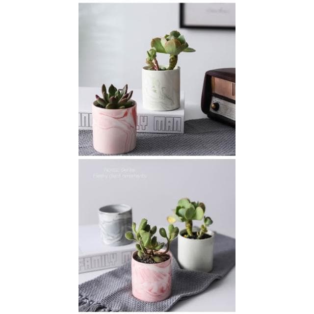 佳音書坊/園藝 牧師花藝系列：(底有孔)工廠直銷創意北歐多肉大理石紋植物盆栽擺件家居裝飾擺設多肉花盆