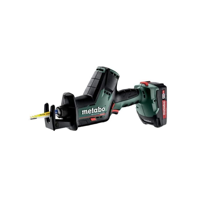 【metabo 美達寶】18V鋰電無刷單手軍刀鋸4.0Ah單電套裝組隨附工具袋(SSE 18 LTX BL Compact)
