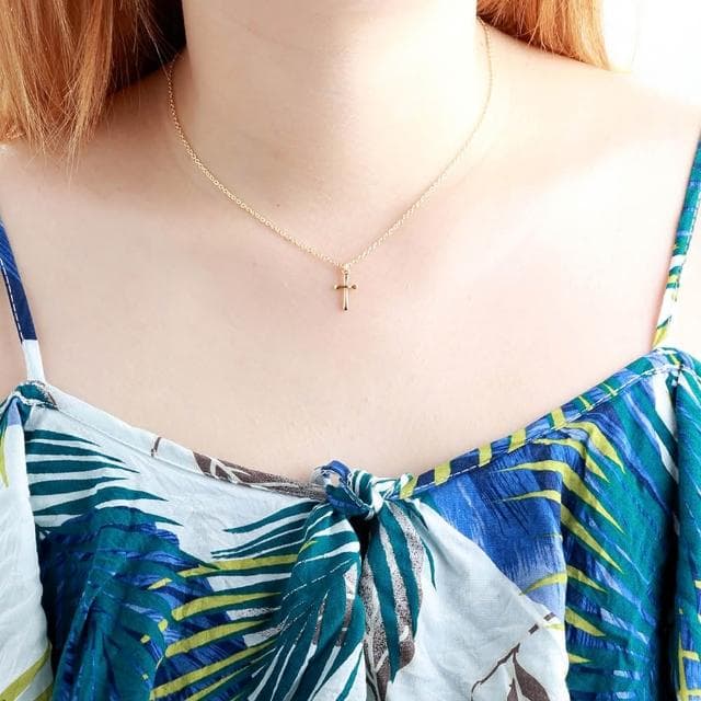 【Angel & Me】14KGF 包金 水滴 十字架項鍊 生日 情人節禮物