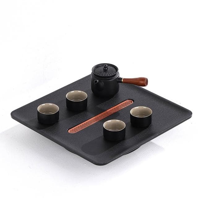 輕奢乾泡臺茶盤辦公室家用茶托盤乾泡盤茶具蓄水盤石英石小茶臺