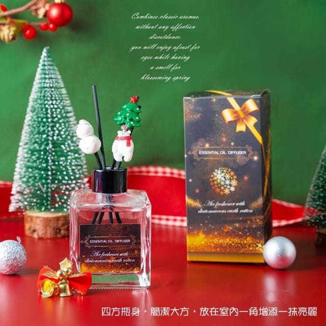 【QIDINA】冬季限定硅藻土聖誕擴香瓶 200ml / 精油香水 聖誕禮物 交換禮物 婚禮小物 送禮 芳香 聖誕節禮物