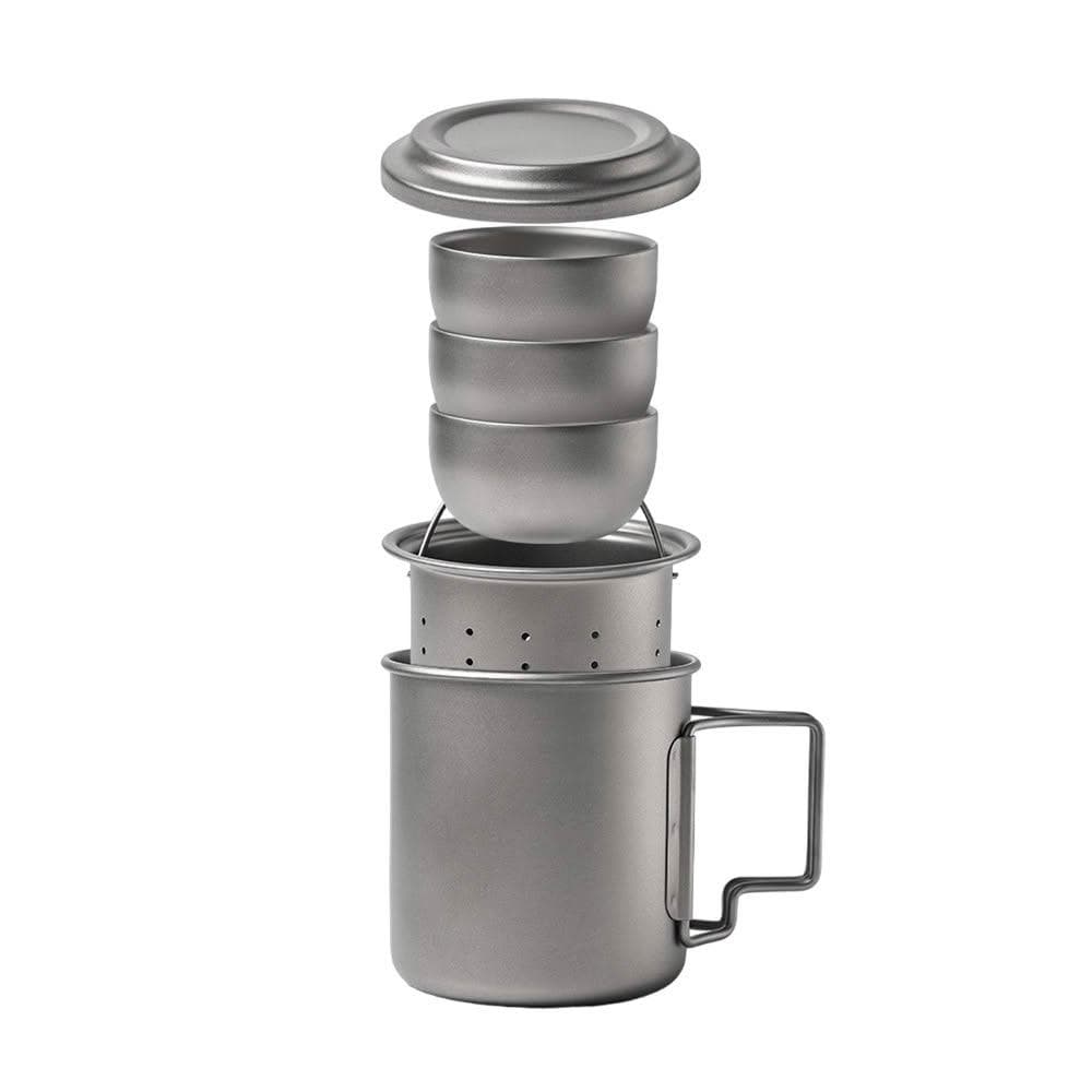 【TEMPEST】純鈦泡茶器 420ML 附純鈦茶濾 ( 純鈦茶具 鈦茶杯 泡茶器 精細濾網茶杯 戶外茶具套裝 便攜咖啡壺 )