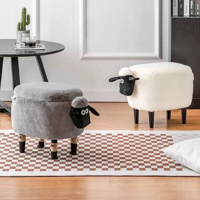 創意小羊肖恩換鞋凳家用矮凳可愛梳妝凳化妝凳儲物拆洗凳喬遷禮物