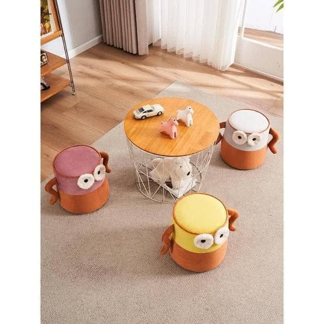 創意大眼黃人沙發凳 卡通穿鞋凳換鞋凳 簡約現代可拆洗腳凳 喬遷禮物