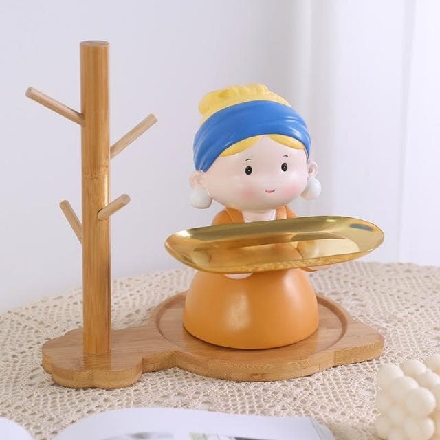 進門玄關鑰匙收納擺件戴珍珠耳環少女創意客廳酒櫃裝飾品喬遷禮物