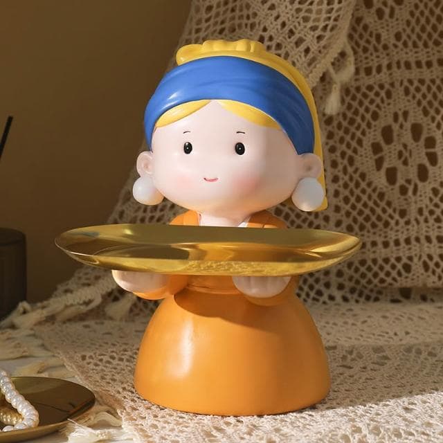 進門玄關鑰匙收納擺件戴珍珠耳環少女創意客廳酒櫃裝飾品喬遷禮物