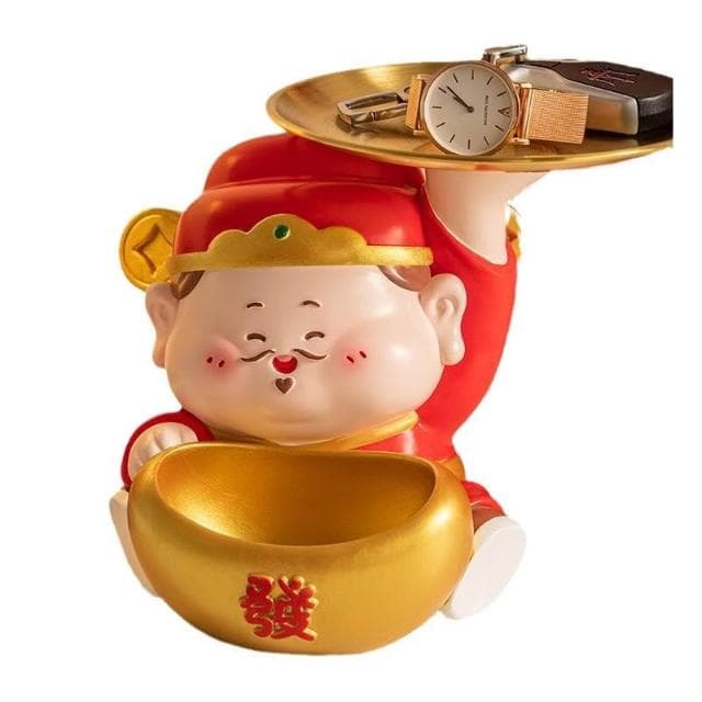 財神爺擺件家用客廳桌面裝飾品玄關鑰匙收納新店開業喬遷禮物實用