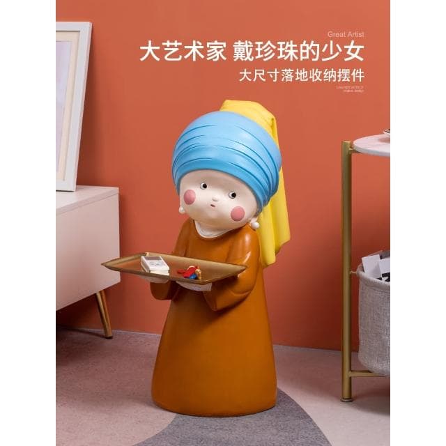 梵高藝術家託盤大型落地擺件創意客廳玄關輕奢家居軟裝飾喬遷禮物