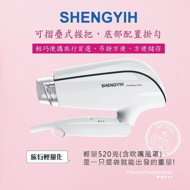 SHENGYIH 台灣製 沙龍級ION雙負離子吹風機(護髮大風量三段溫控)