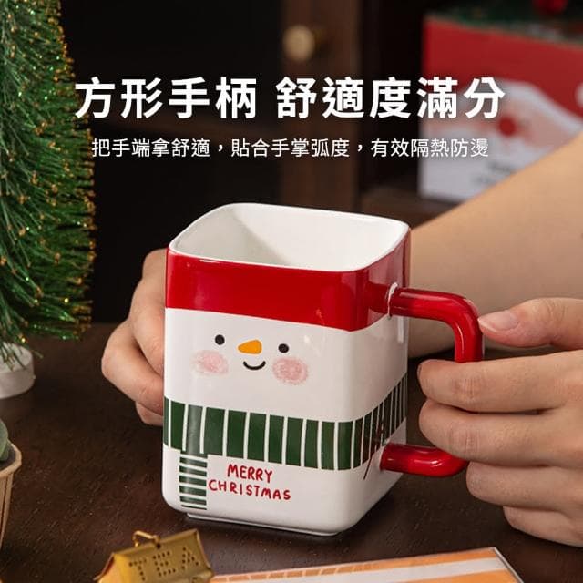 【CW LIFEGROUP 可營生活選物】CW 可營生活選物 🎄聖誕老人/雪人 可愛圖案方形馬克杯🎄交換禮物 聖誕節 耶誕節