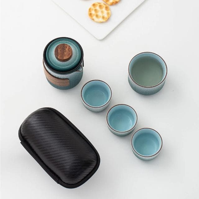 磨砂感旅行茶具組-一壺一杯攜帶式茶具 快客杯組 便攜式旅行茶具 戶外泡茶具 隨身茶具 功夫茶具 露營茶具茶壺 便攜茶具茶具組 茶