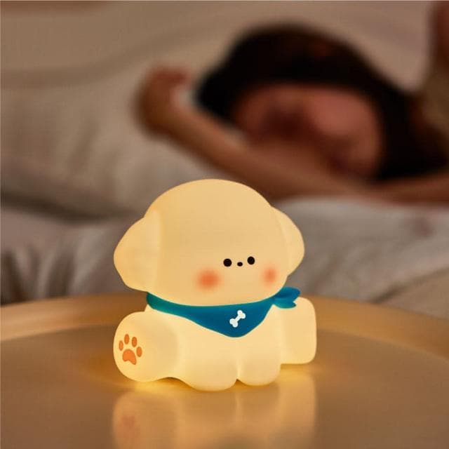 小奶狗拍拍燈 拍拍燈 小夜燈 睡眠燈 捏捏燈 卡通陪睡燈 柔軟拍拍燈 交換禮物 生日禮物 聖誕節 畢業禮物