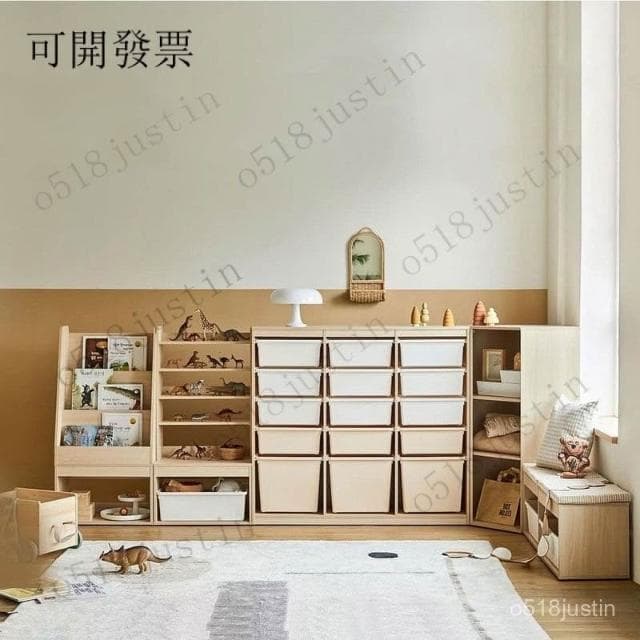 🚛免運 可開發票 實木書架 繪本架  圖書館收納架 北歐風韓國ins實木兒童玩具收納櫃嬰幼兒衣櫃儲物櫃 繪本架環保
