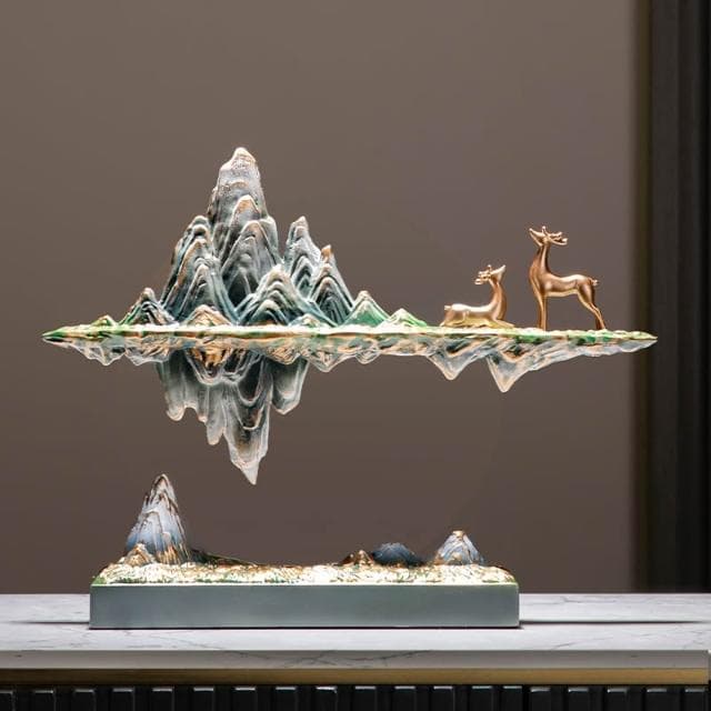 新中式悬浮假山摆件办公室桌面装饰品客厅艺术高级感小众乔迁礼物