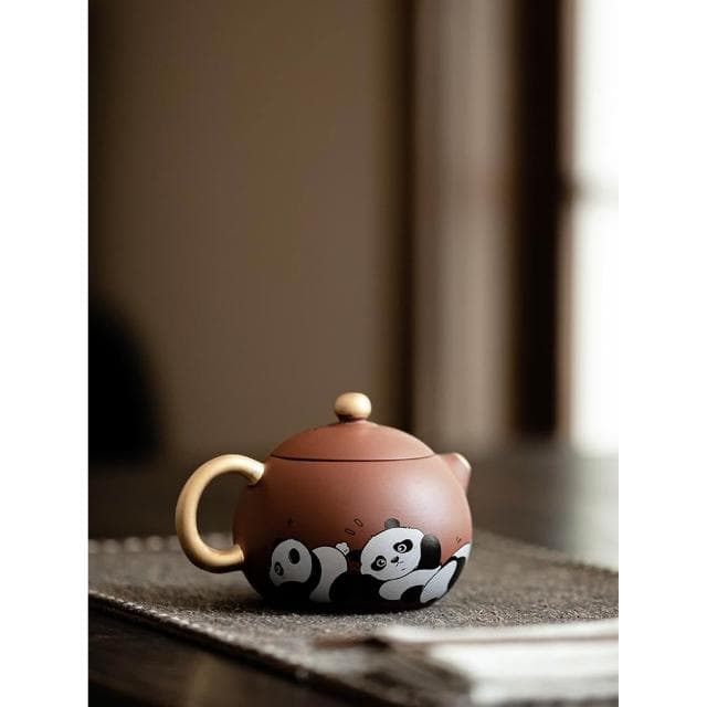 陶瓷大熊貓紫砂壺 大紅袍家用功夫茶泡茶壺 單壺 送朋友長輩領導禮盒