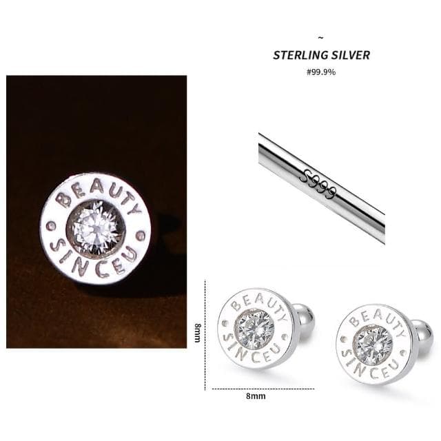【A&R】S999純銀輕奢華單鑽圓心款轉珠耳環(男女適用 個性 鎖珠 螺絲 鎖式 耳扣 抗過敏 生日 情人節 禮物)
